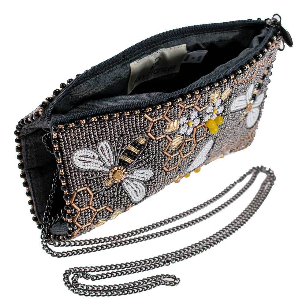 Mary Frances Bee Awesome Beaded Crossbody Phone Bag Purse, Grey - Image 5