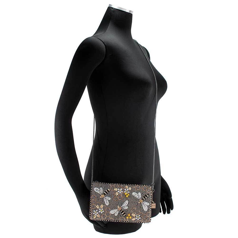 Mary Frances Bee Awesome Beaded Crossbody Phone Bag Purse, Grey - Image 7