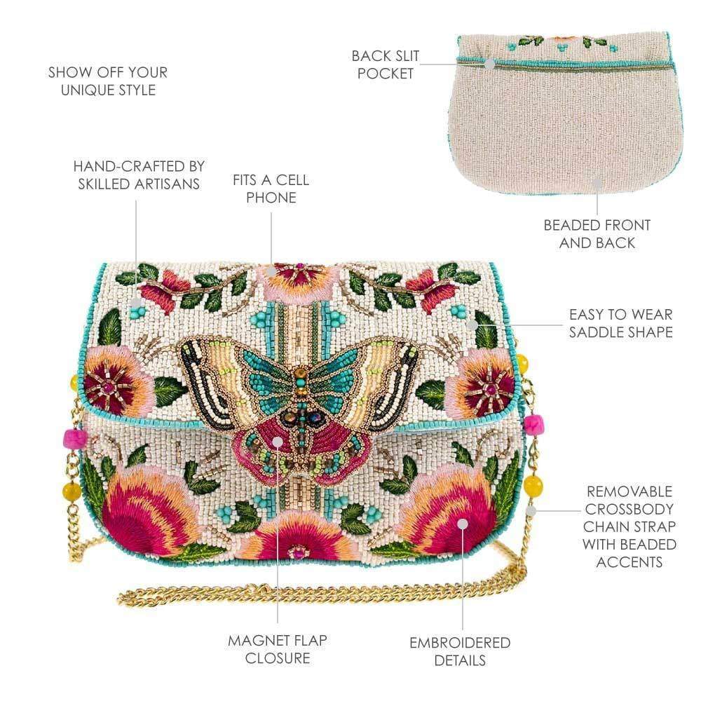Mary Frances Dream Chaser Beaded Butterfly Floral Crossbody Handbag Purse, Multi - Image 11