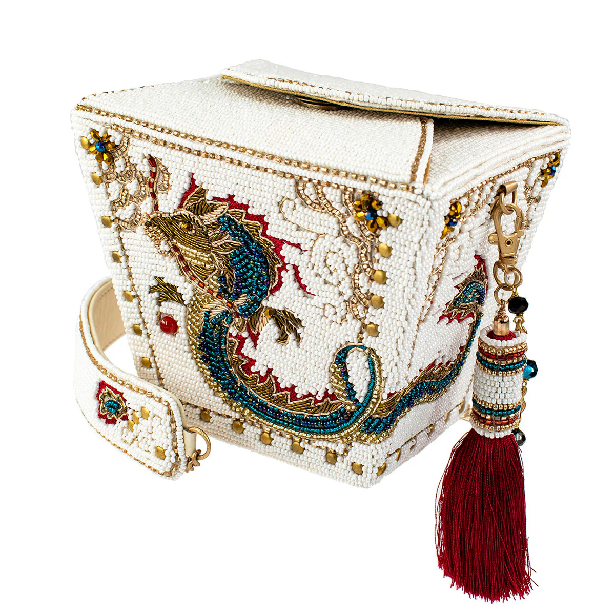 Mary Frances Noble Dragon Top Handle Take Out Container Shoulder Handbag, Multi