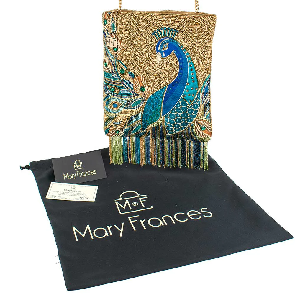 Mary Frances Peacock Feathers Crossbody Handbag - Image 8