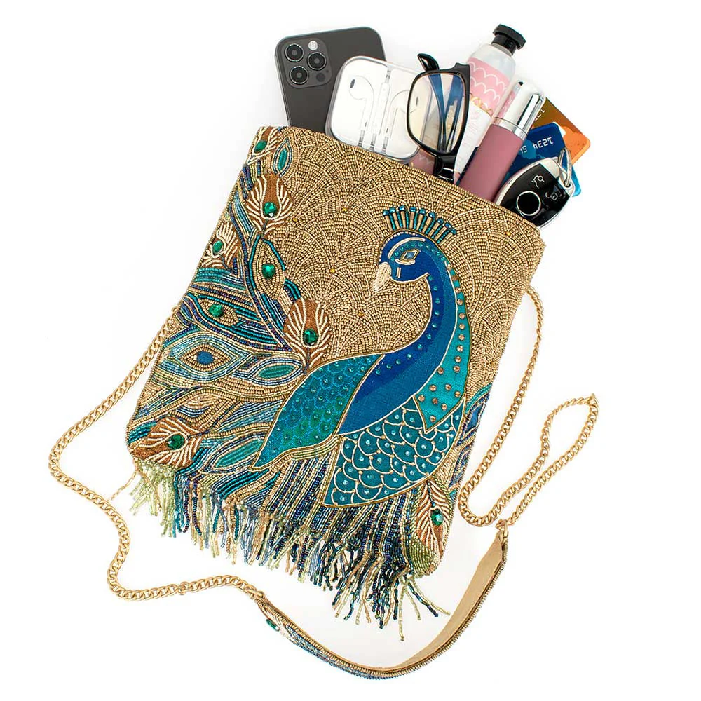 Mary Frances Peacock Feathers Crossbody Handbag - Image 9