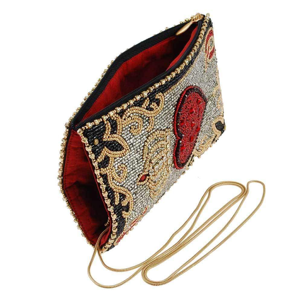 Mary Frances Queen of Hearts Beaded Playing Card Crossbody Phone Bag - Image 3