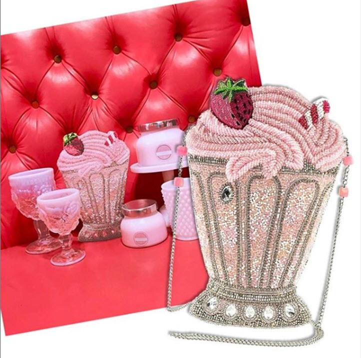 Mary Frances Shake It Up Strawberry Milkshake Crossbody Handbag Purse, Pink - Image 4