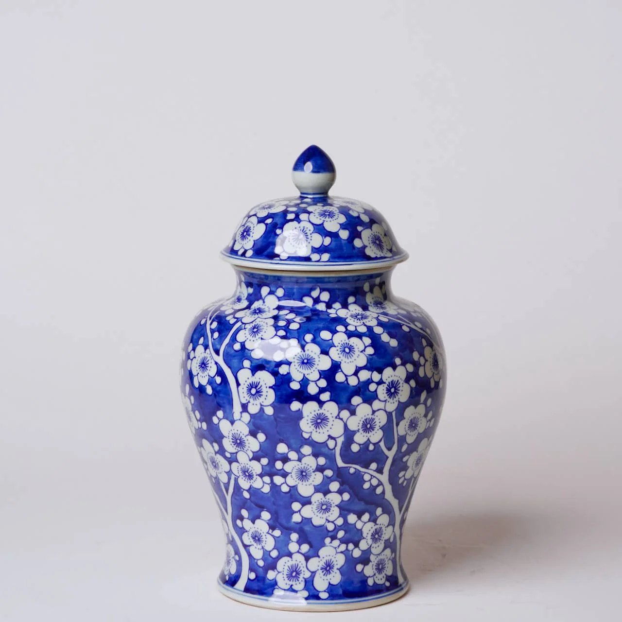 Medium Blue and White Porcelain Plum Blossom Temple Jar - Image 3