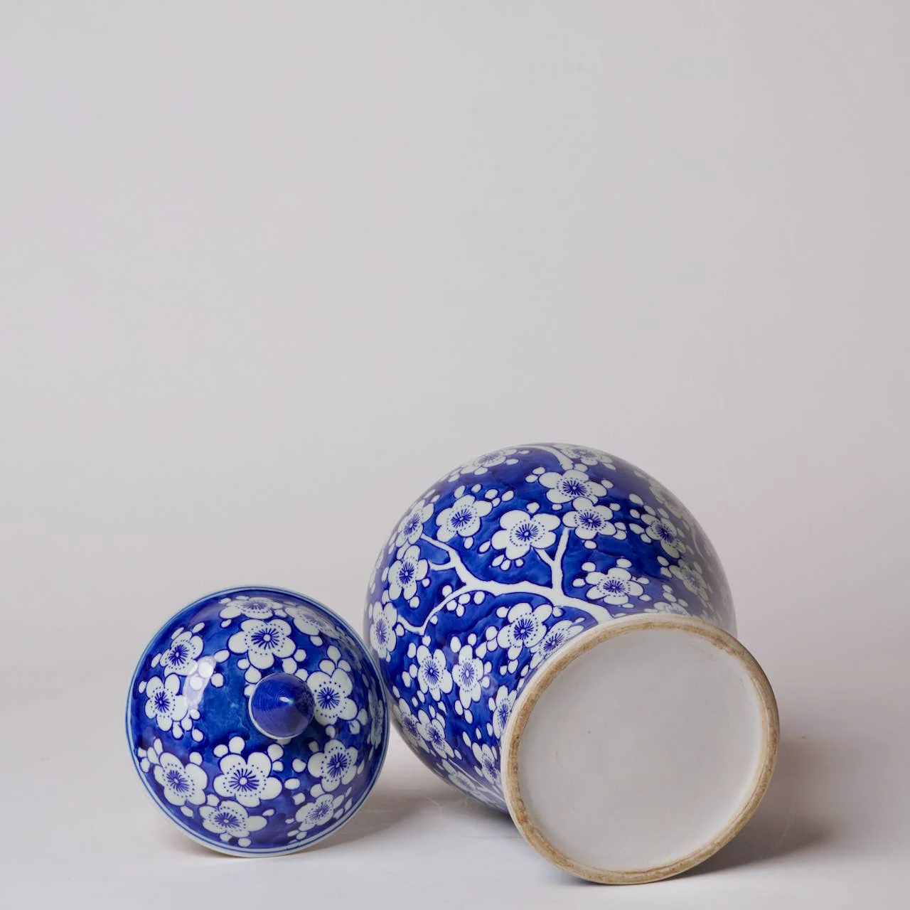 Medium Blue and White Porcelain Plum Blossom Temple Jar - Image 4