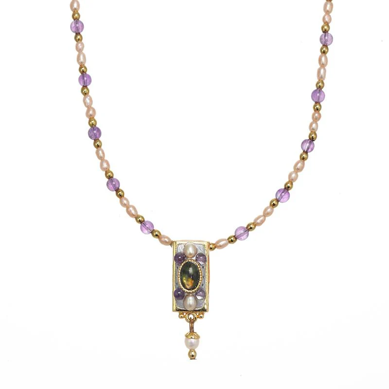 Michal Golan Amethyst Bar Necklace