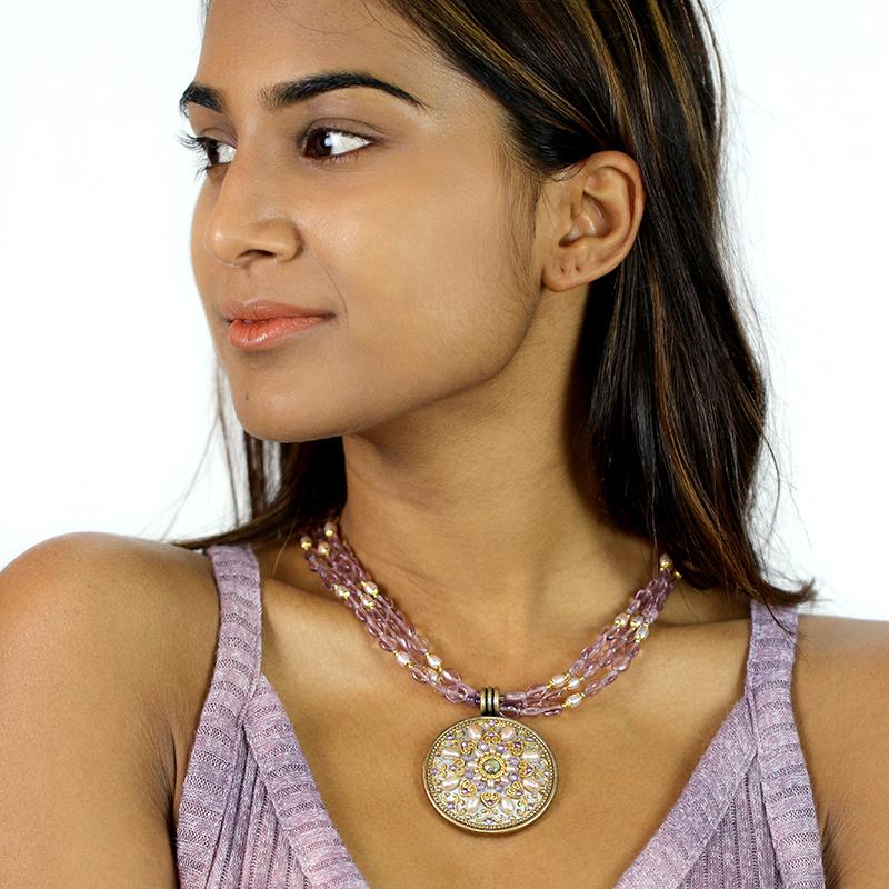 Michal Golan Amethyst Medallion Necklace - Image 3