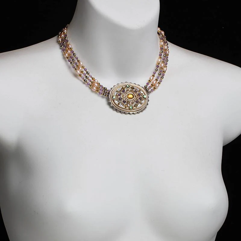 Michal Golan Amethyst Oval Statement Necklace - Image 2