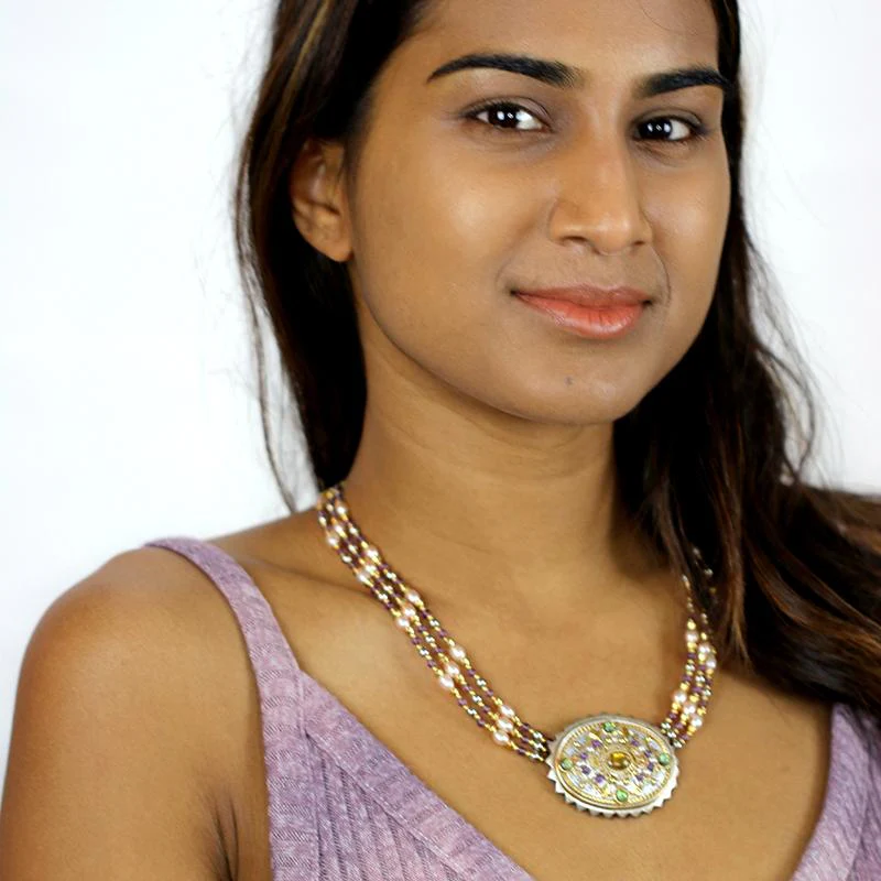 Michal Golan Amethyst Oval Statement Necklace - Image 3
