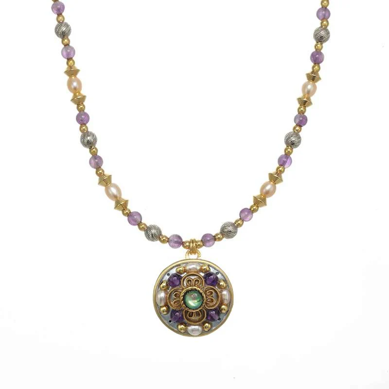 Michal Golan Amethyst Small Circle Necklace