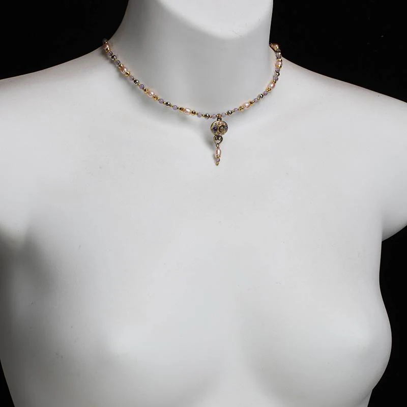 Michal Golan Amethyst Small Oval Beaded Necklace - Image 2