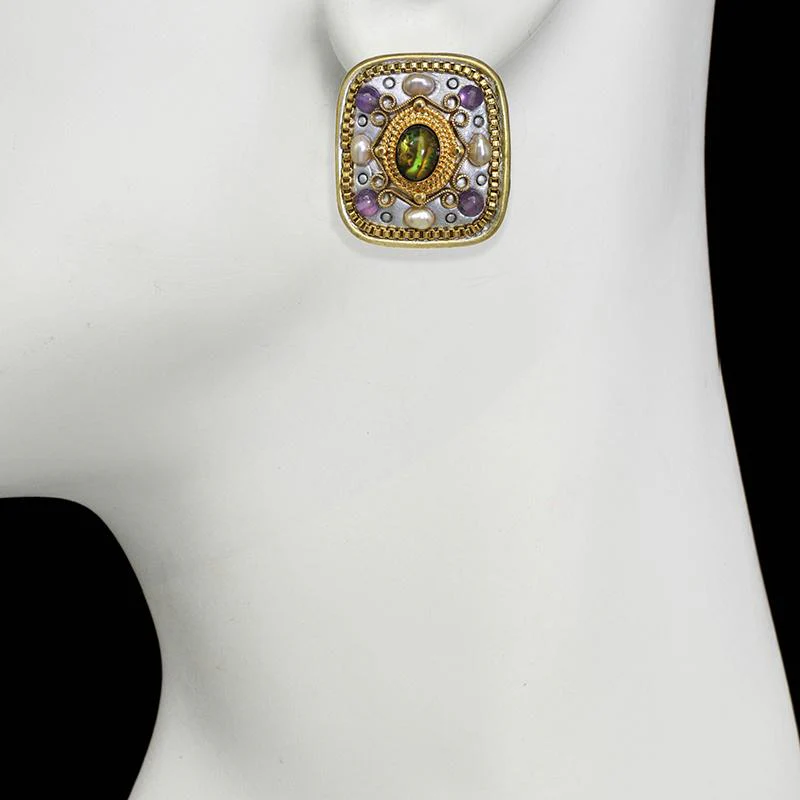 Michal Golan Amethyst Square Earrings - Image 2