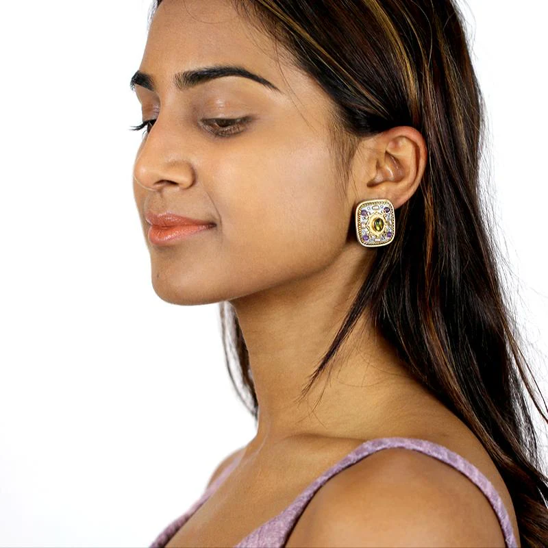Michal Golan Amethyst Square Earrings - Image 3