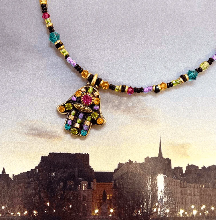 Michal Golan Dark Multi-Bright Hamsa Necklace - Image 3