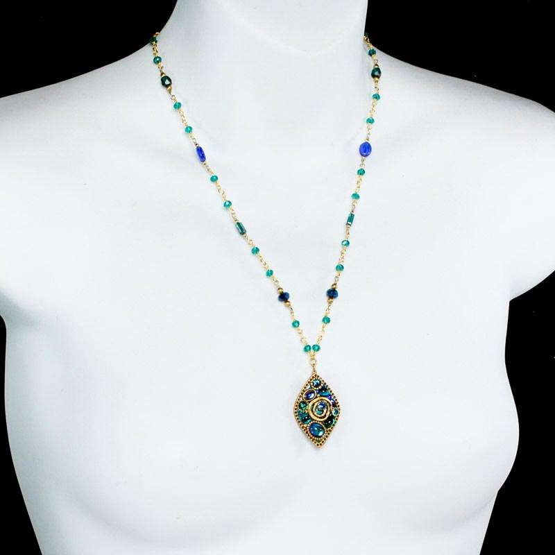 Michal Golan Emeral Beaded Pendant Necklace