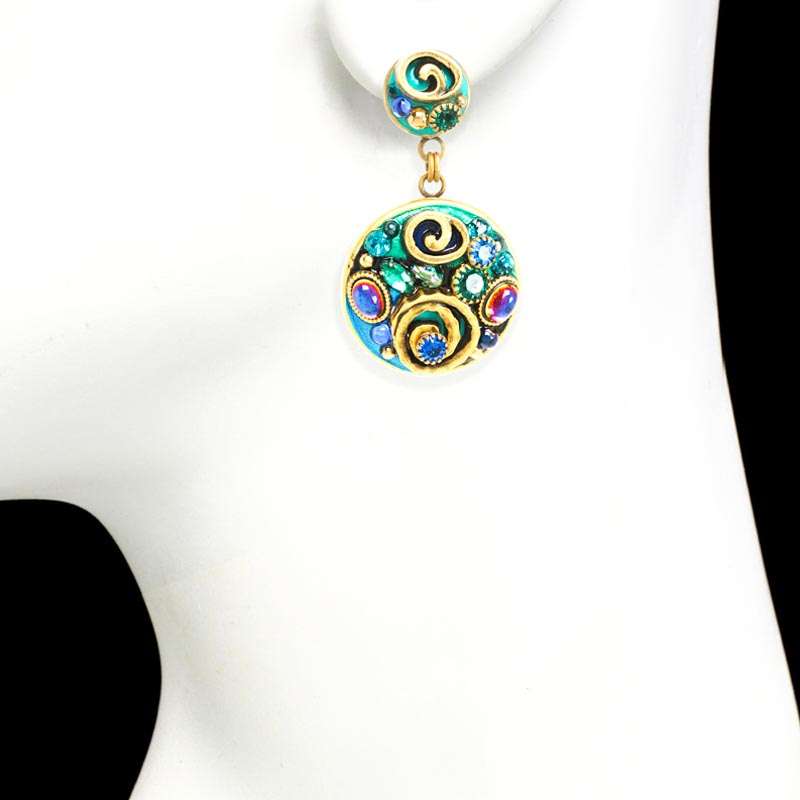 Michal Golan Emerald Circle Post Earrings - Image 2