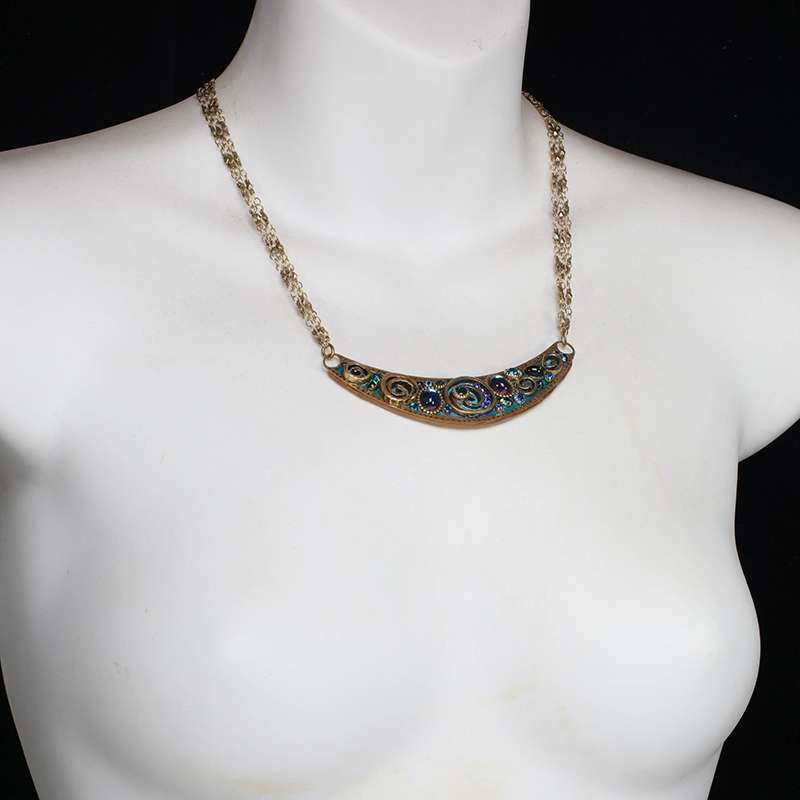 Michal Golan Emerald Crescent Necklace