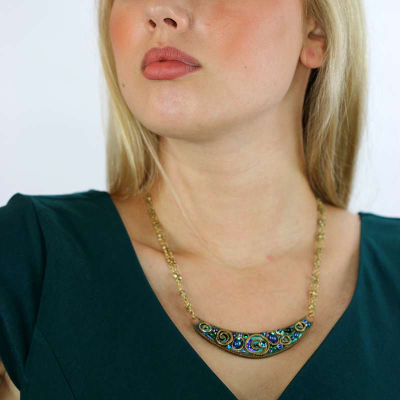 Michal Golan Emerald Crescent Necklace - Image 3