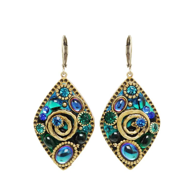 Michal Golan Emerald Diamond Earrings II