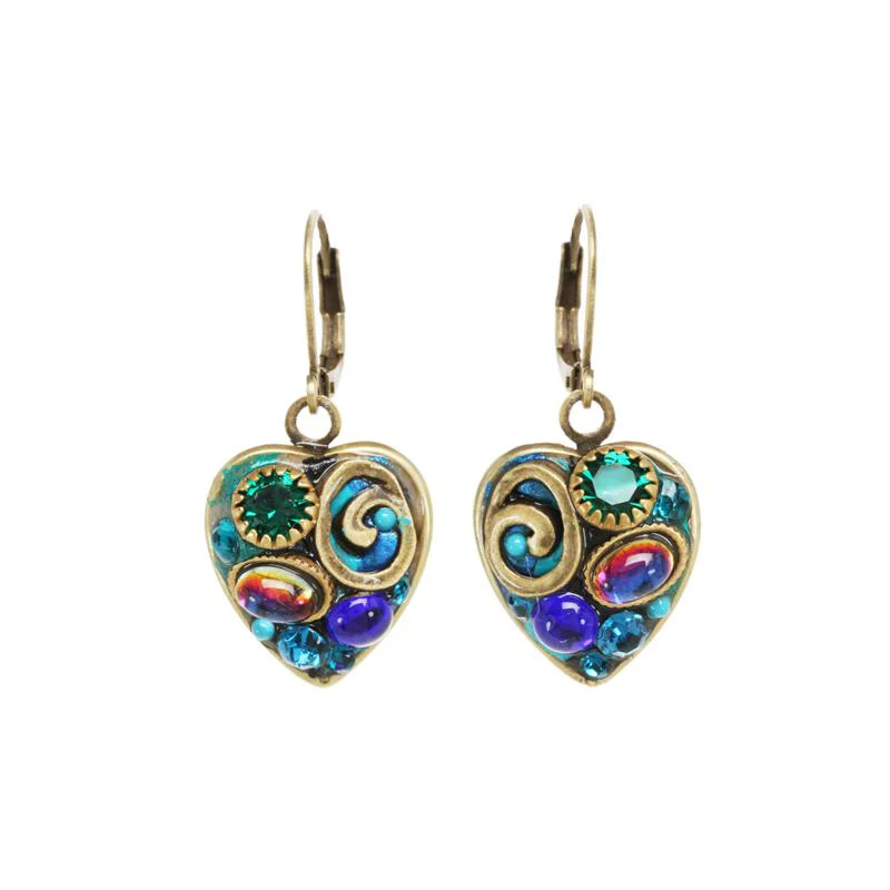 Michal Golan Emerald Heart Earrings