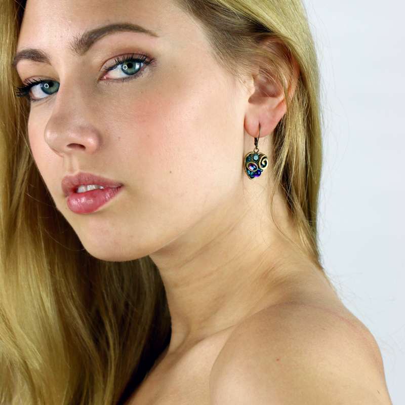 Michal Golan Emerald Heart Earrings - Image 2