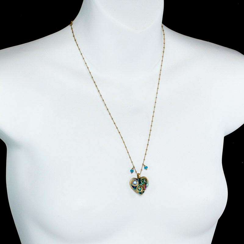 Michal Golan Emerald Heart Pendant Necklace