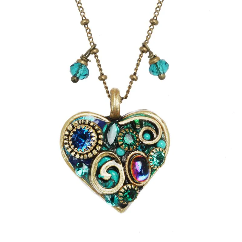 Michal Golan Emerald Heart Pendant Necklace - Image 2