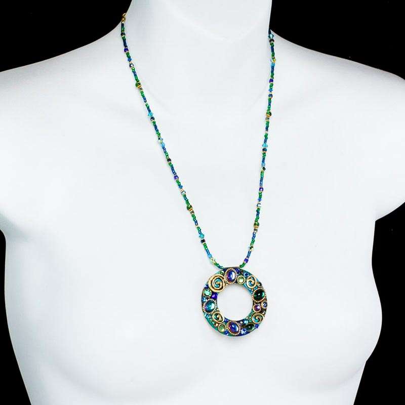 Michal Golan Emerald Open Circle Pendant Necklace