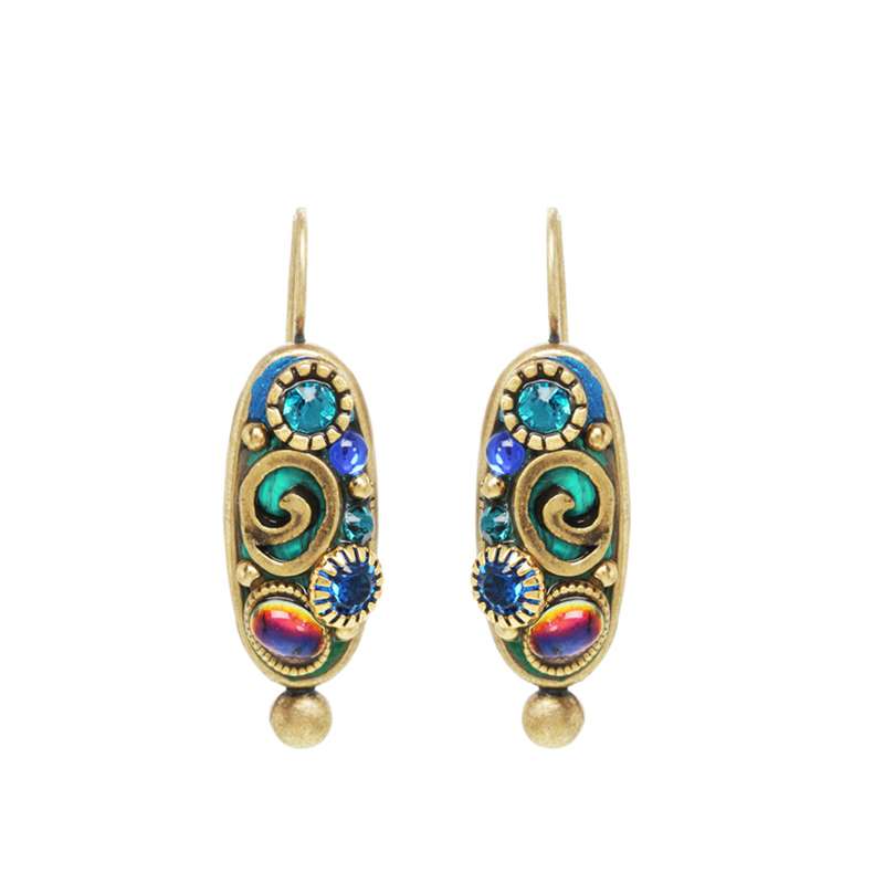 Michal Golan Emerald Oval Wire Earrings