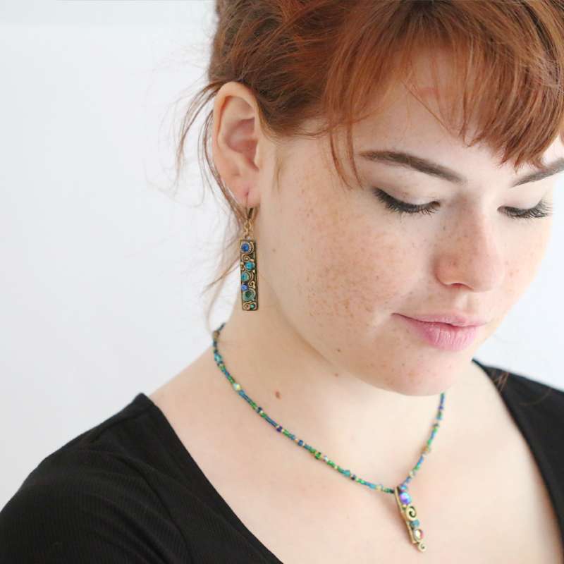 Michal Golan Emerald Rectangle Earrings - Image 2