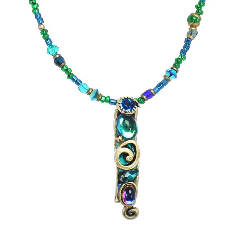 Michal Golan Emerald Small Rectangle Pendant Necklace