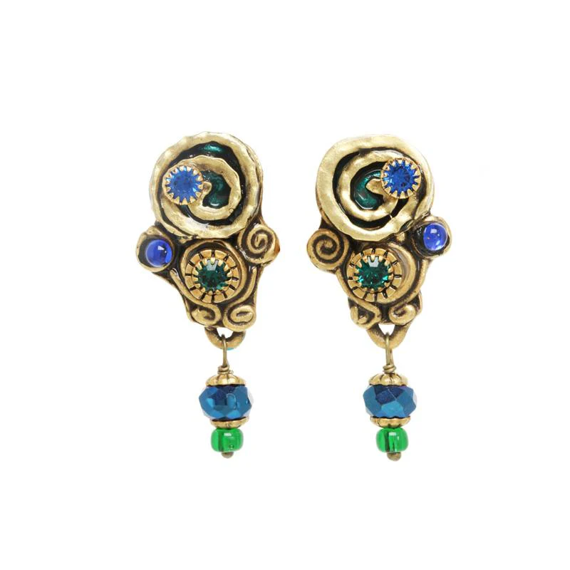 Michal Golan Emerald Swirl Earrings - Image 2