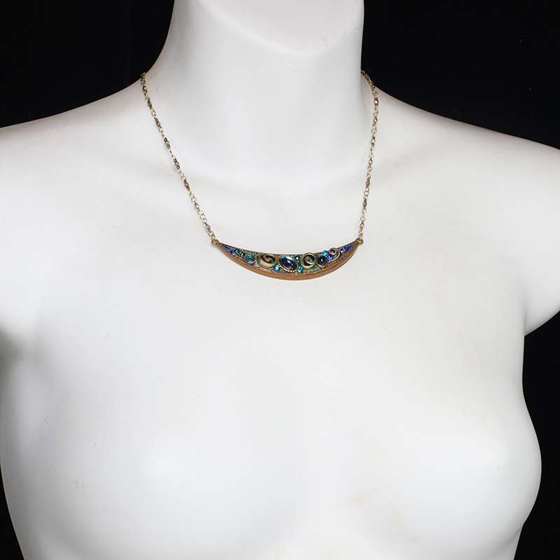 Michal Golan Emerald Thin Crescent Necklace