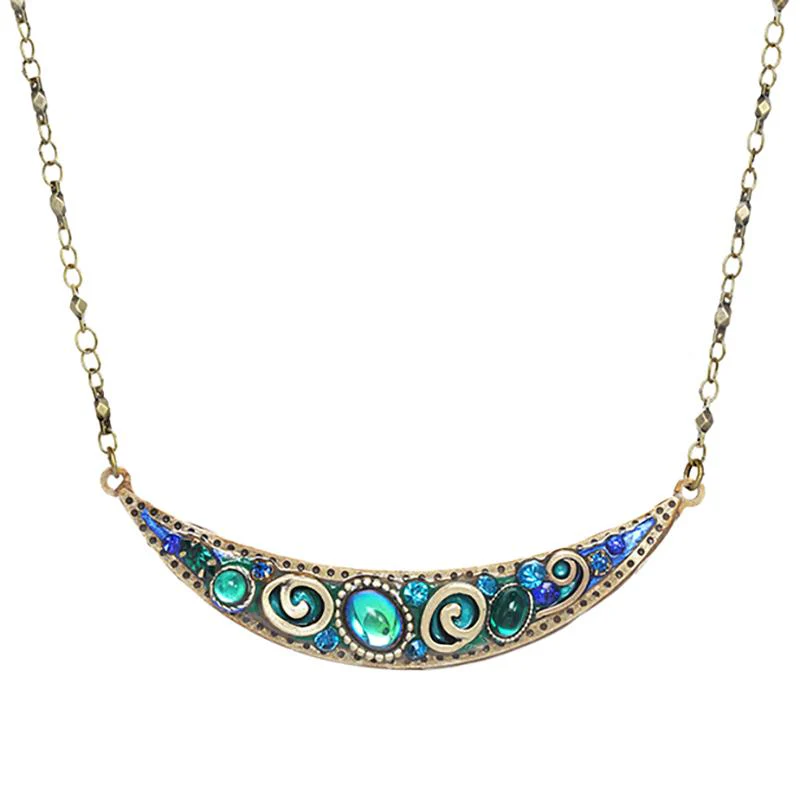Michal Golan Emerald Thin Crescent Necklace - Image 3