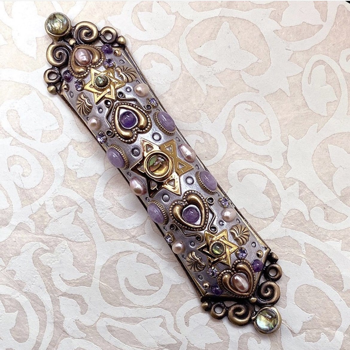 Michal Golan Handmade Abalone and Amethyst Mezuzah - Image 3