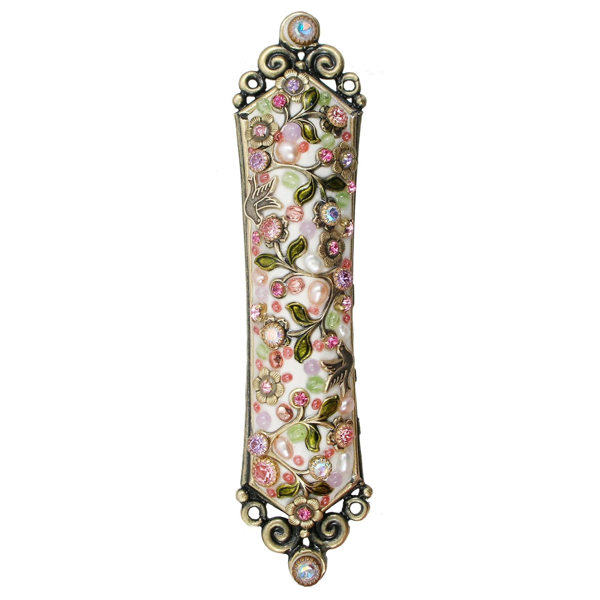 Michal Golan Mezuzah in White Floral