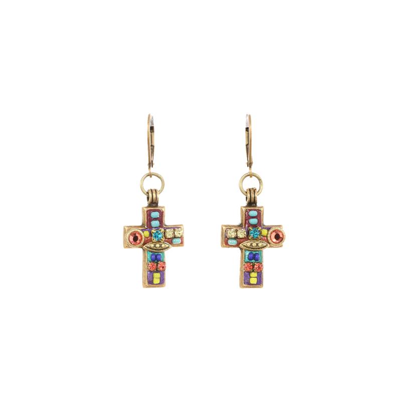 Michal Golan Multi-Bright Cross Earrings