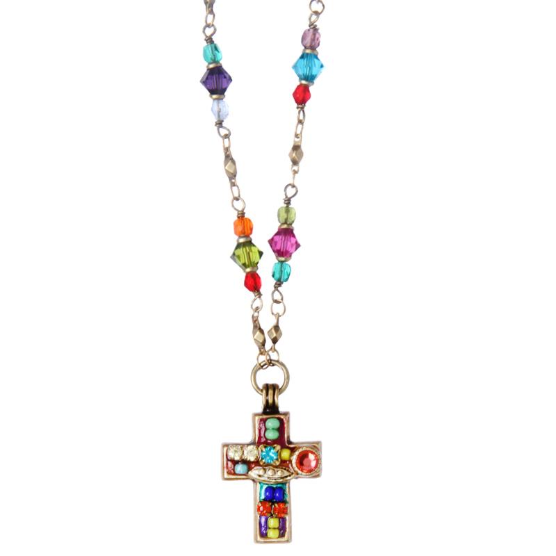 Michal Golan Multi-Bright Cross Necklace