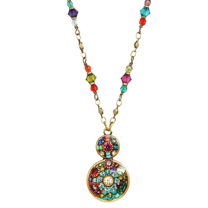 Michal Golan Multi Bright Double Circle Necklace