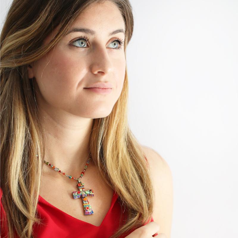 Michal Golan Multi-Bright Large Cross Necklace