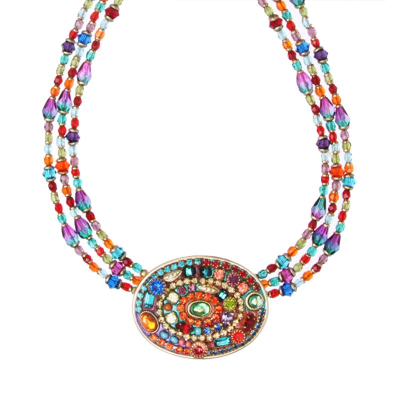 Michal Golan Multi-Bright Layered Oval Necklace