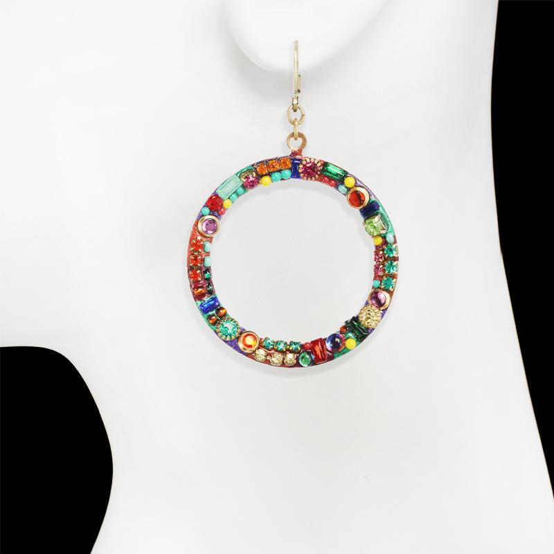 Michal Golan Multi Bright Open Circle Earrings - Image 2