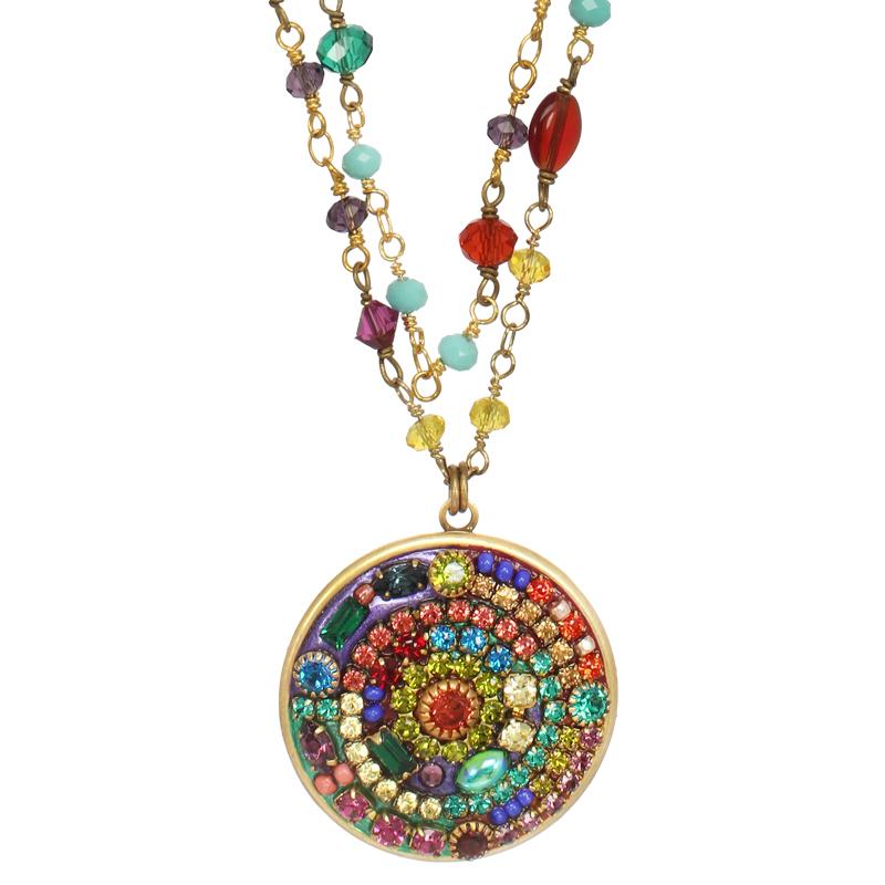 Michal Golan Multi Bright Small Medallion Necklace