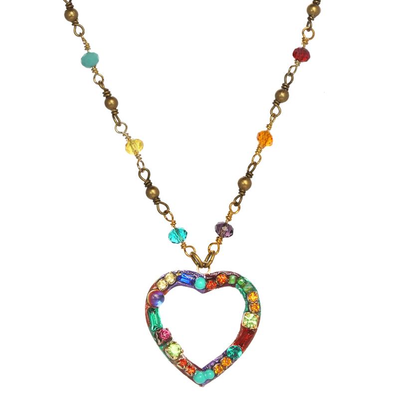 Michal Golan Multi Bright Small Open Heart Necklace