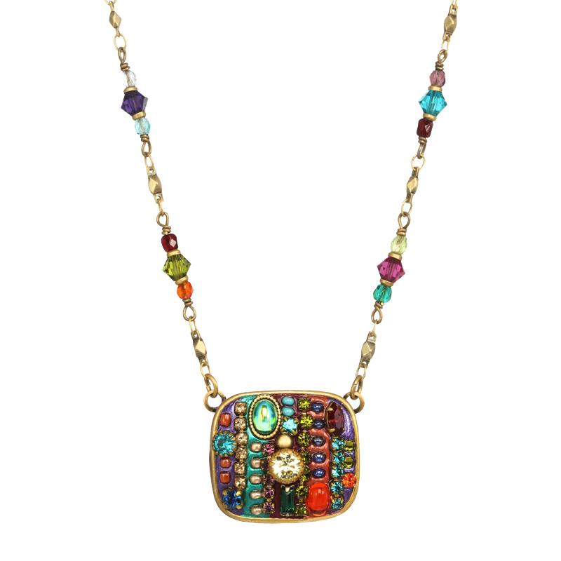 Michal Golan Multi-Bright Square Necklace