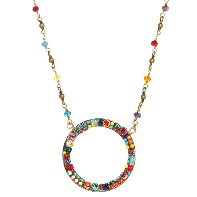Michal Golan Multi Bright Thin Open Circle Necklace