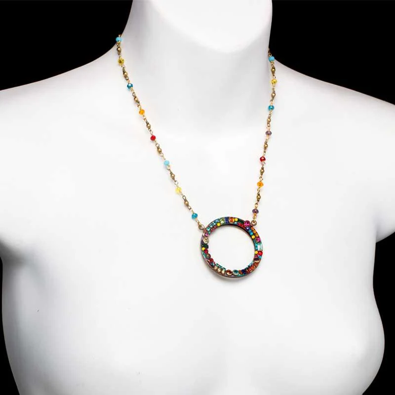 Michal Golan Multi Bright Thin Open Circle Necklace - Image 2