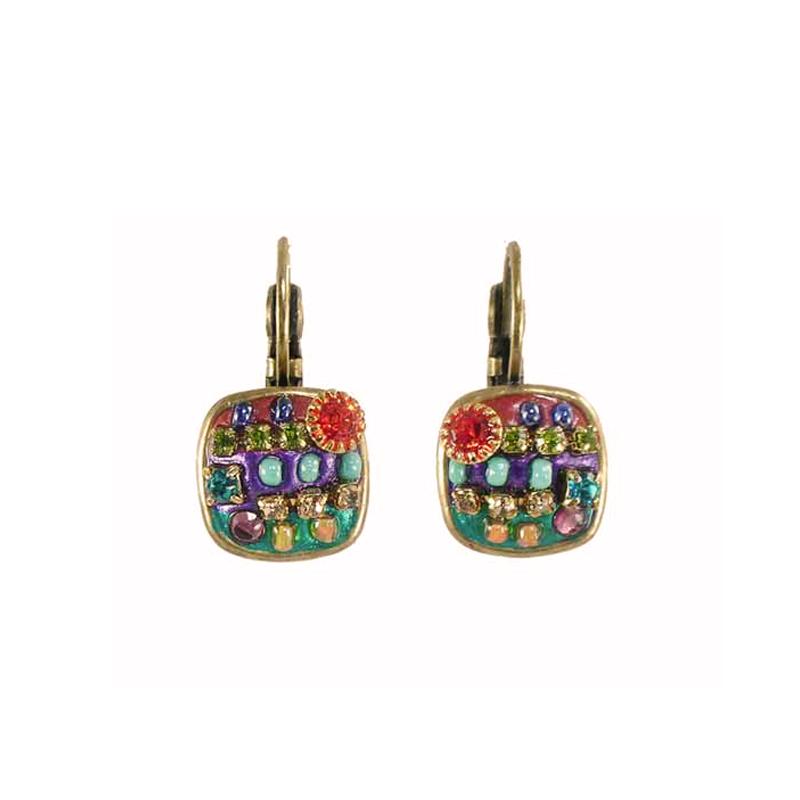 Michal Golan Multi Bright Tiny Square Earrings