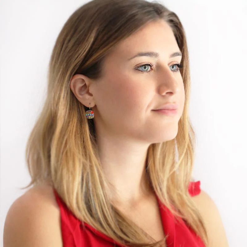 Michal Golan Multi Bright Tiny Square Earrings - Image 2